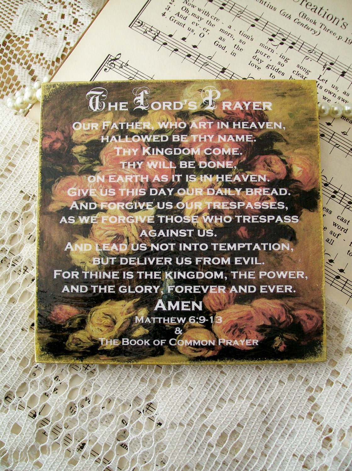 Coasters The Lord's Prayer Coaster Set of 4 Religious Coasters