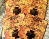 Coasters Religious Art I'll Cherish the Old Rugged Cross Christian Art Coaster Set