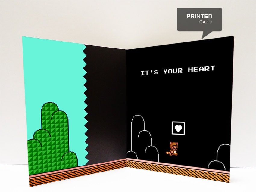 Super Mario 3 Tanooki Love Printed Card