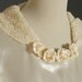 Vintage 1930's Satin & Lace Bias Cut Wedding Dress (antique-full length-butter-Boardwalk Empire-Depression Era-1930s-floor length-ivory-lace-floral-rosettes-satin-lace-crew neck-bias cut-sheath-train-sleeveless-small-medium)