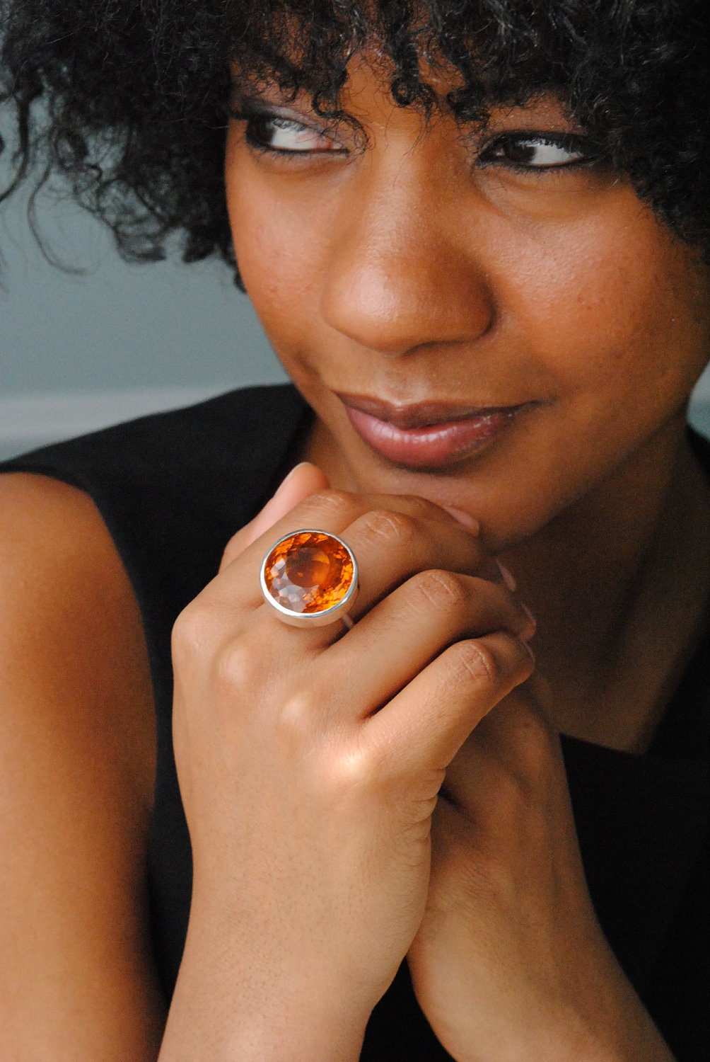 The Basket Ring, 35ct Deep Orange Tangerine Tango Quartz