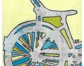 Bike Brooklyn -Archival Print of map painting with vintage map of Brooklyn