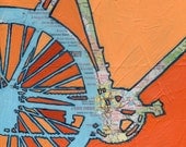 Bike San Diego-bicycle art on a vintage california map