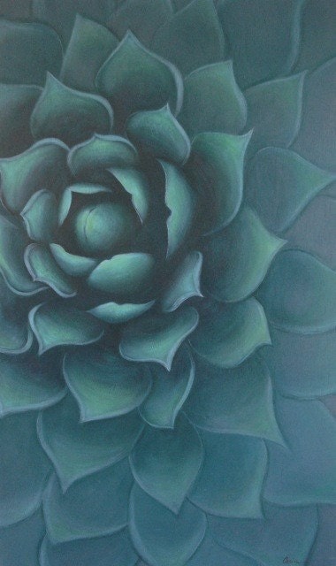 Succulent in the spotlight. 24x40x1.5" Original. Acrylic.