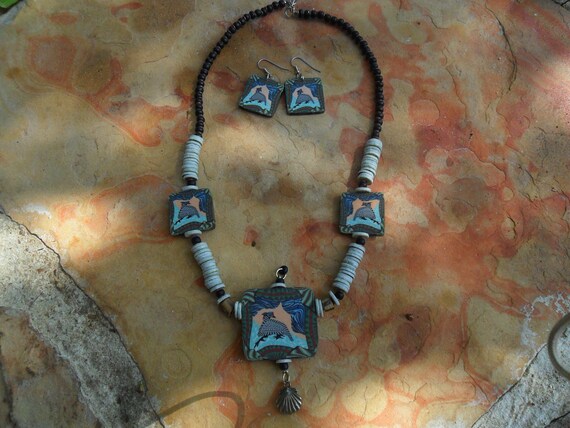 Eclectic Quail Design Necklace and Earring Set