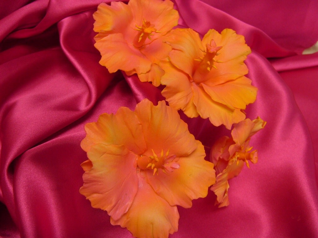 Items similar to SingleTropical Sugar Gumpaste Hibiscus Flowers Set of