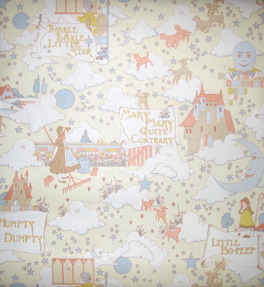 Vintage Nursery Rhyme Wallpaper by theNeedleintheHay on Etsy