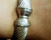 Art Nouveau Ornate Silver Hinged Clamper Bangle Cuff Bracelet