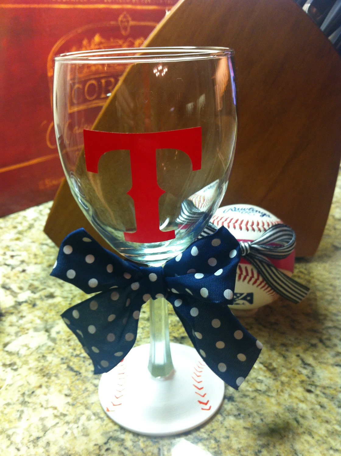 Texas Rangers Wine Glass