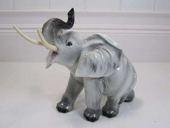 Ceramic Elephant Figurine by MaplewoodBungalow on Etsy
