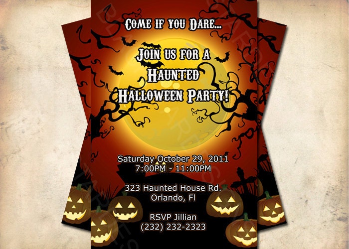 Halloween Spooky Party Invitation - Custom Made Invite