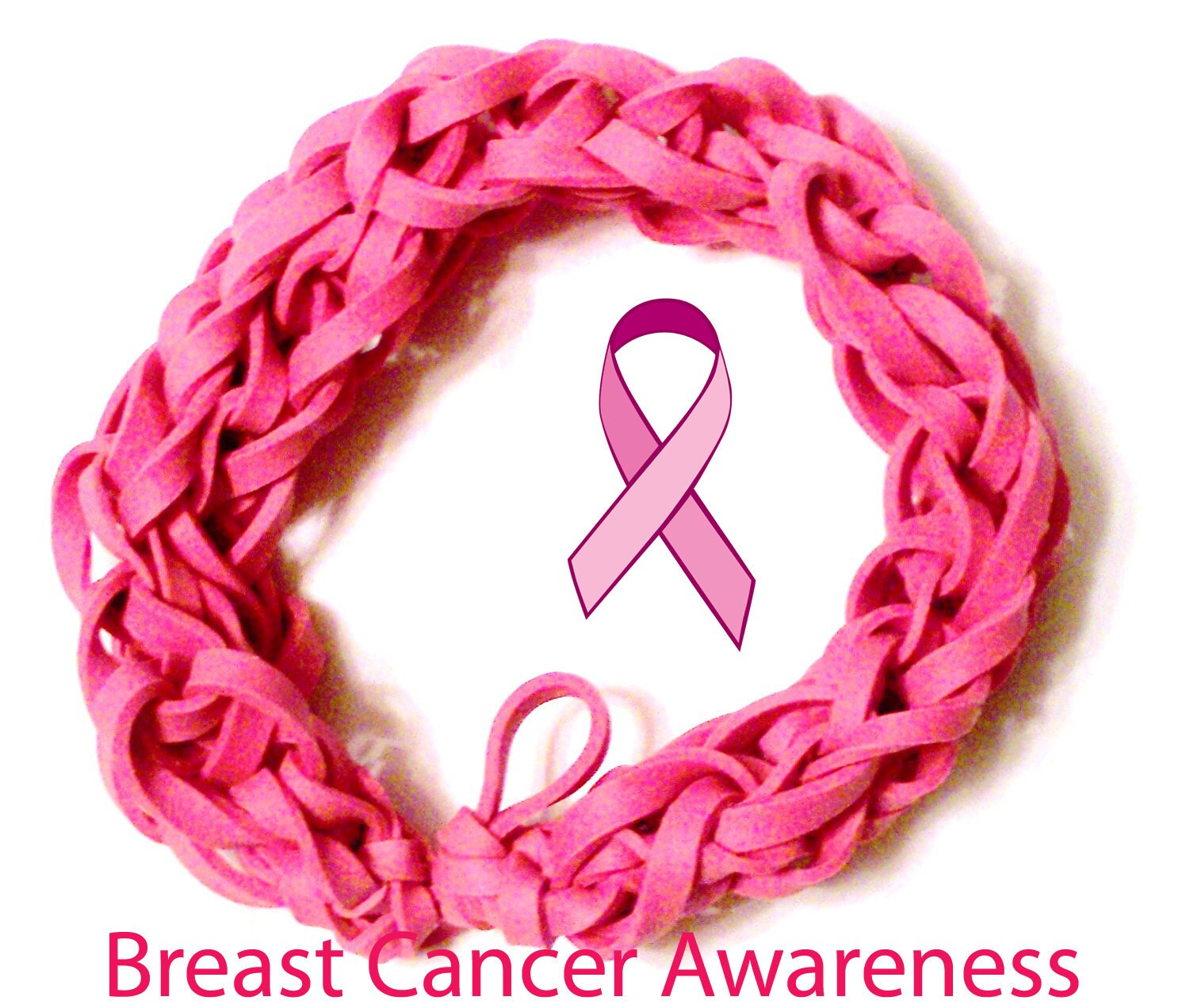 Breast Cancer Awareness Pink Rubber Band Bracelet by BungleBands