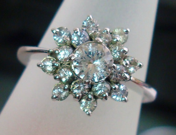 Gold Ring, pure natural white Ceylon Sapphires,handmade Art Deco Payment Plan is available. P-053-1