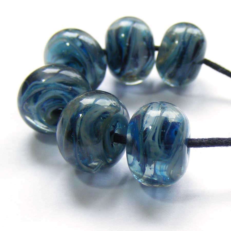 Glass lampwork beads - set of 6