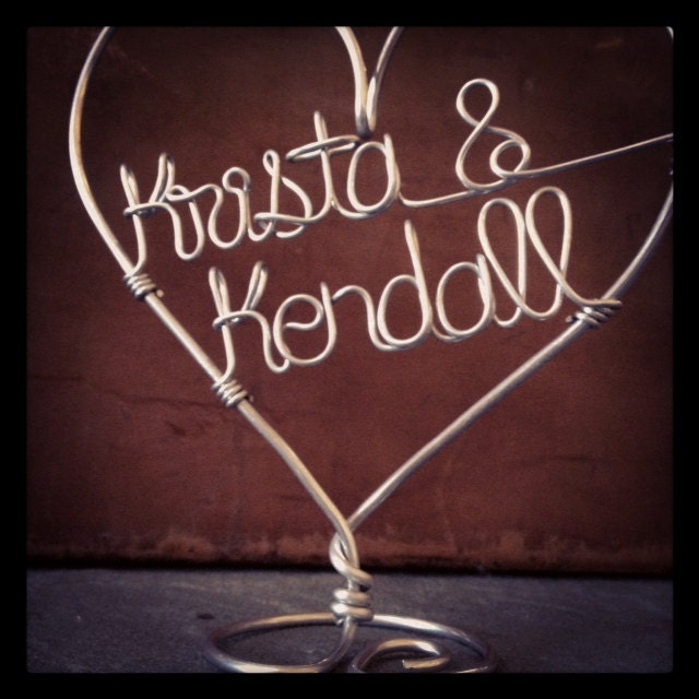 Custom Wire Heart Names Wedding Cake Topper