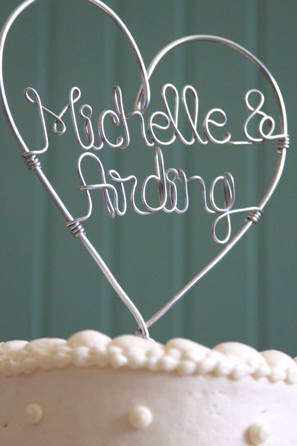 Custom Wire Heart Names Wedding Cake Topper
