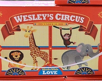 25 Personalized Animal Cracker Boxes for Childrens Birthday Party Favors