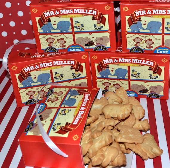 30 Personalized Animal Cracker Boxes for Wedding and or Party Favors