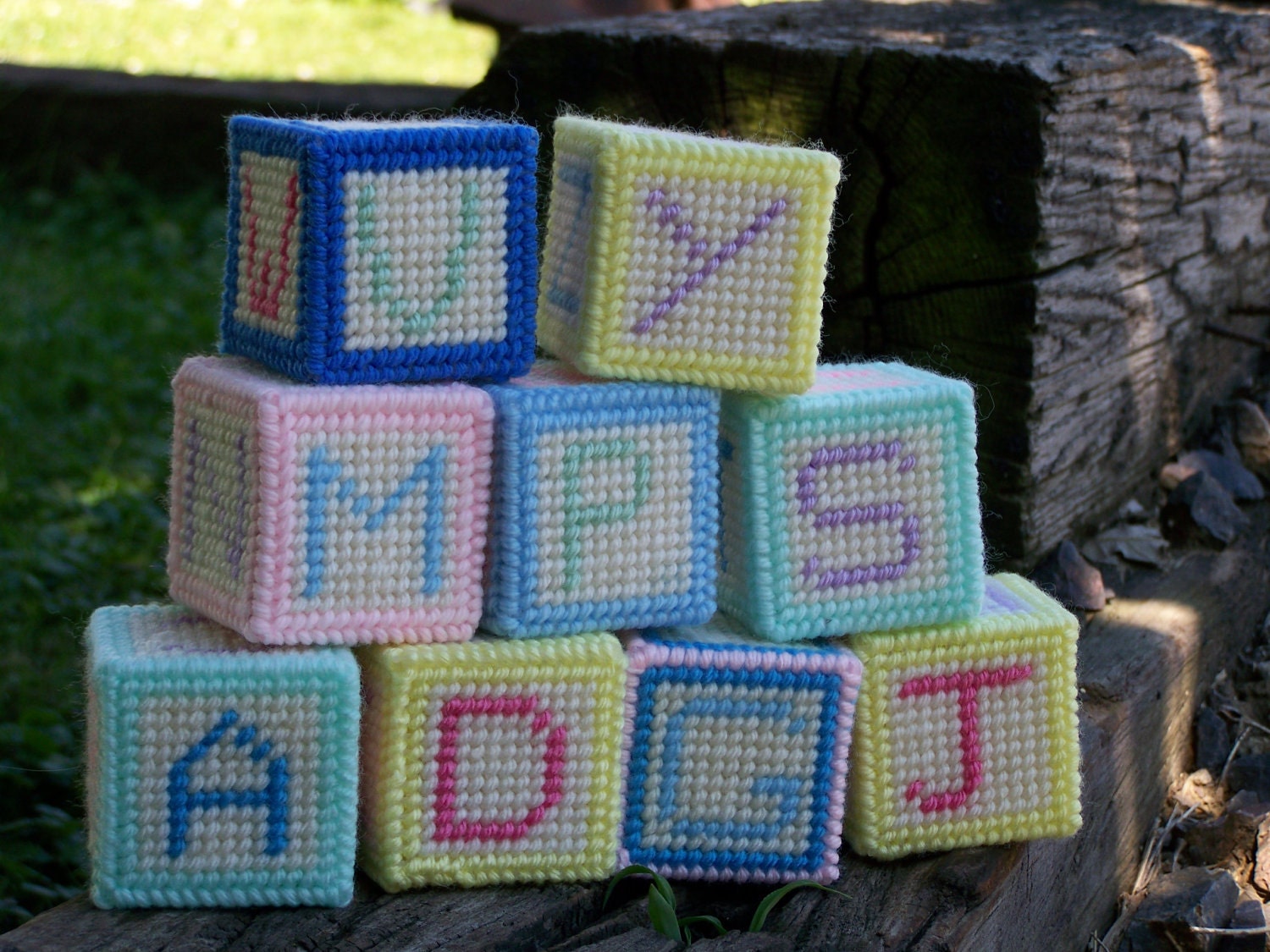 Baby Blocks- Custom Options- Plastic Canvas- Environmentally Friendly