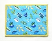 Trivet Hot Pad Blue and Yellow Leaf