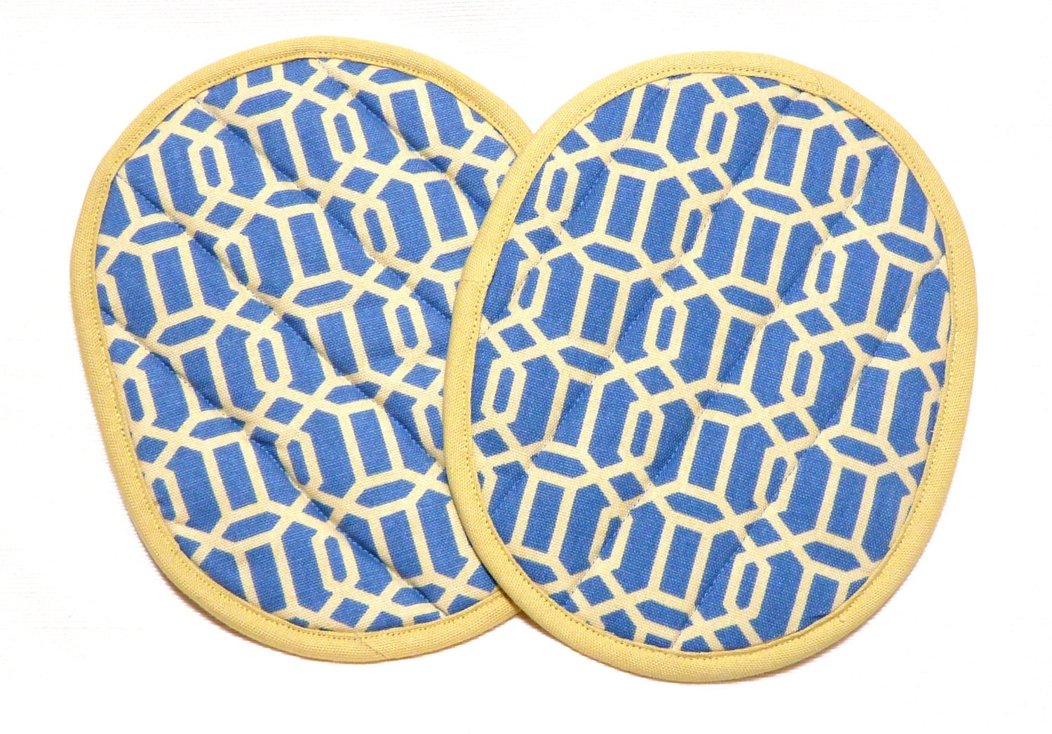 Pot Holders Hot Pads Blue Yellow Modern