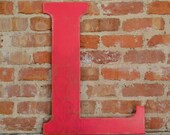 24" Wooden Letter L, Distressed Eros Pink, Classic Font - all letters many colors available