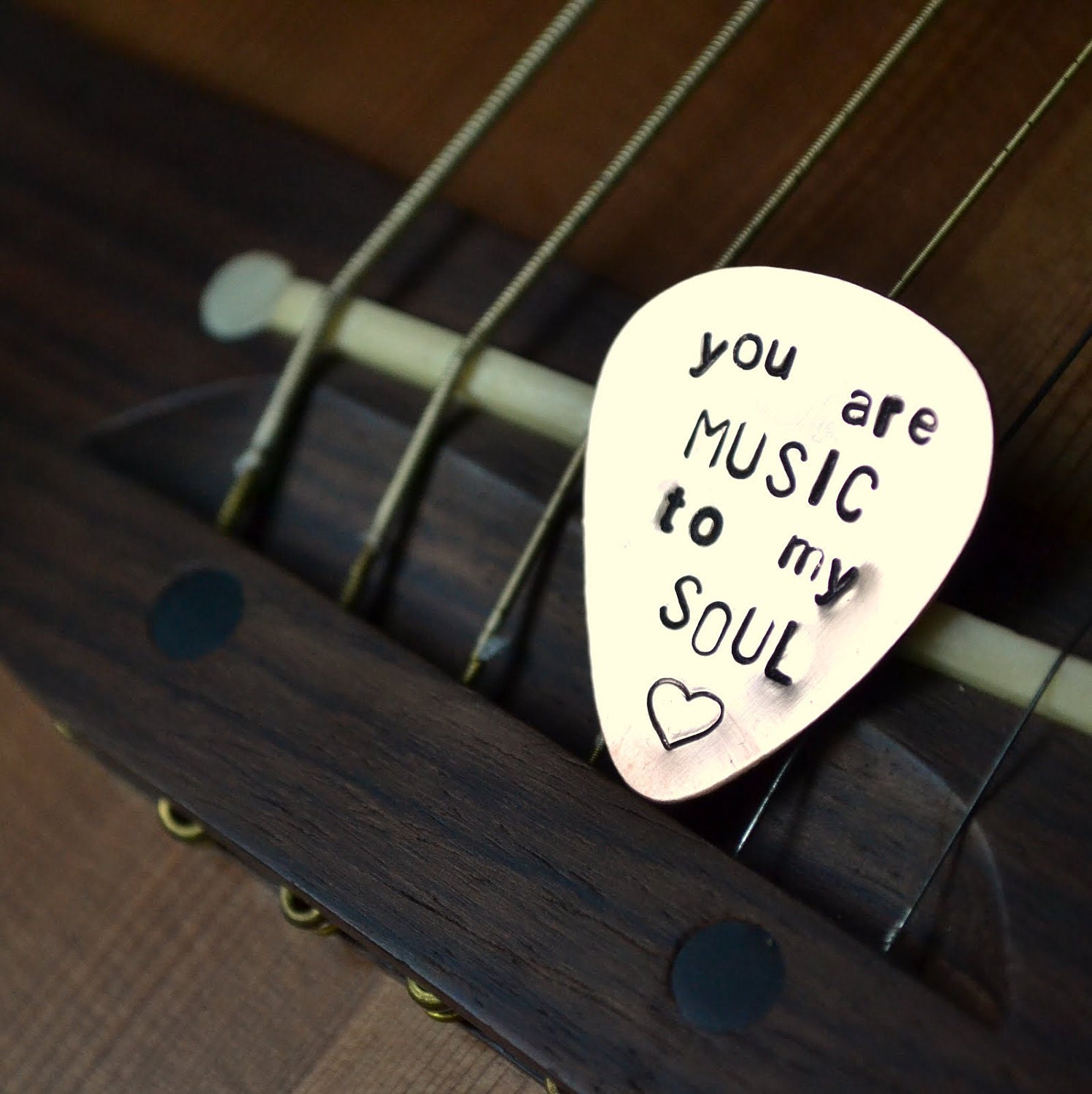Custom Copper Guitar Pick - "you are MUSIC to my SOUL"