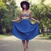 Royal Blue Pleated Maxi Skirt - Size M