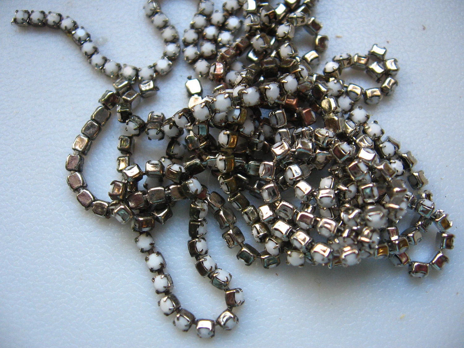 Vintage Swarovski Chalk White Rhinestone Chain qty - 3 inches