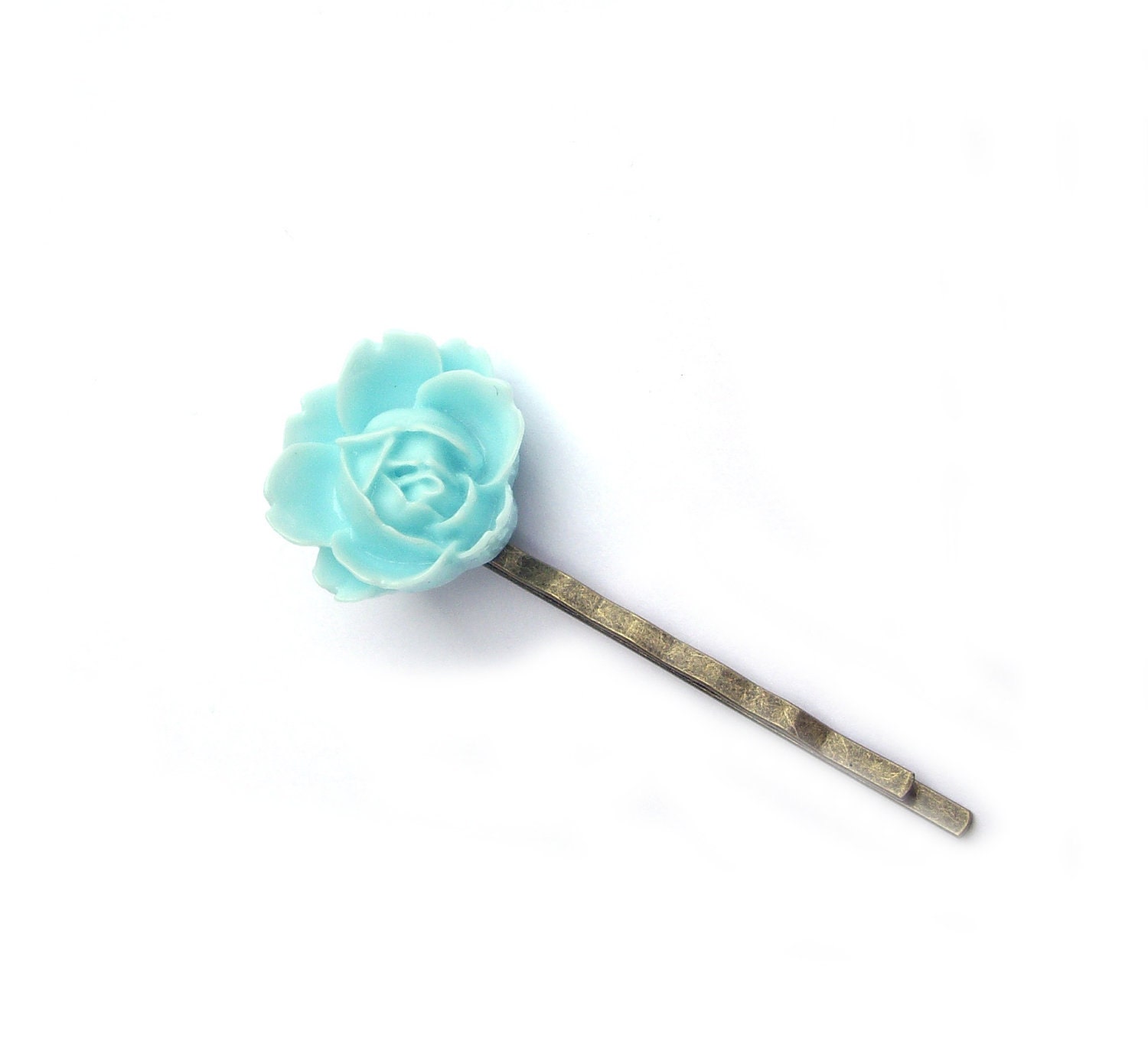 Mint Hair pins, Flower, Set of 3, bobby pins