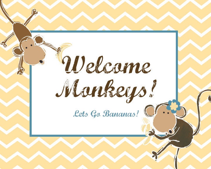 DIY Printable- Welcome Sign- Go Bananas Monkey