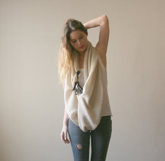 Chanky Scarf Beige-Cream, Loop Scarf Spring Fashion