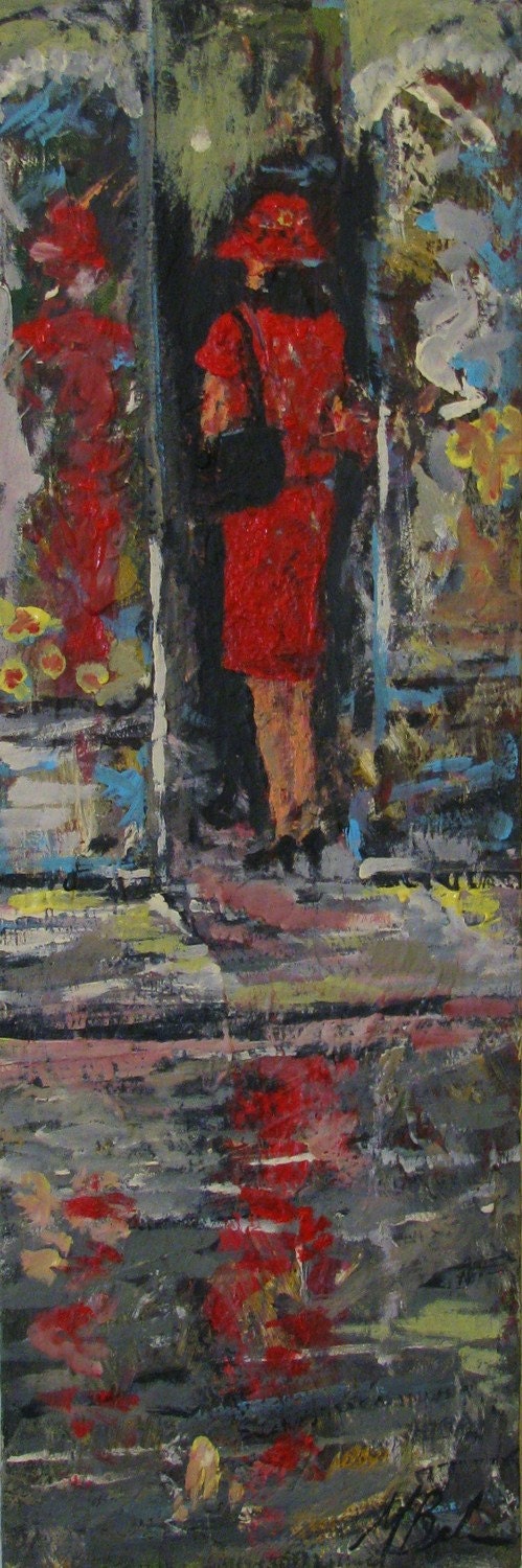 WINDOW SHOPPING Acrylic on 10" x 30" Wrapped Canvas
