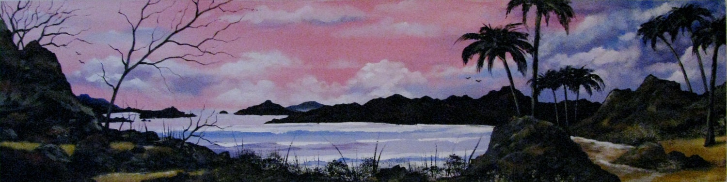 TROPICAL PINK Acrylic on 12" x 48" Gallery Wrapped Canvas