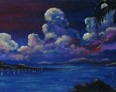 AHI AHI (EVENING) Original Acrylic Painting on 12" x 36" Gallery Wrapped Canvas