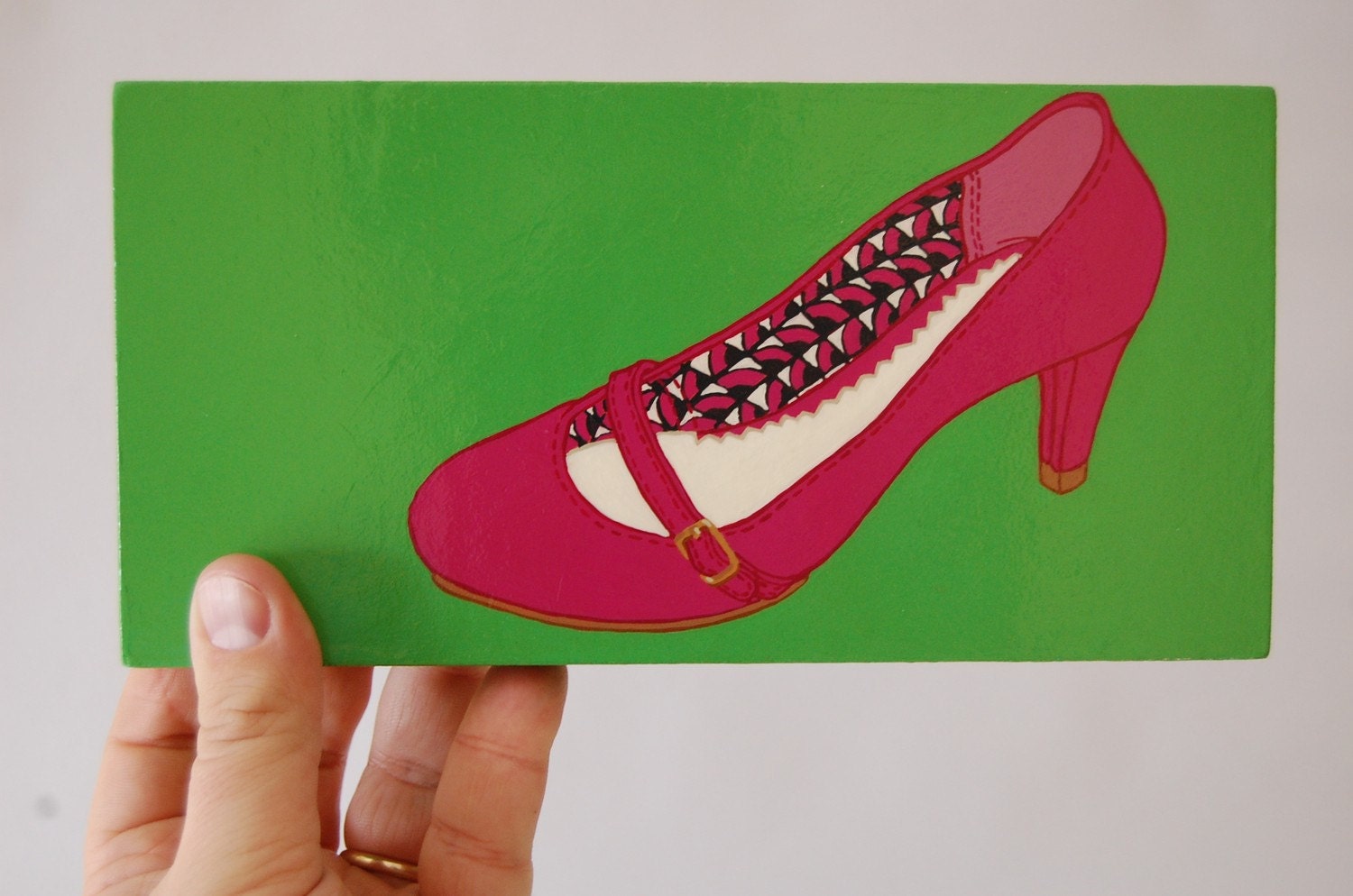 Pink High Heel Shoe: Original Acylic on Panel Painting