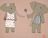 Art nursery Print 12x16 illustration elephant
