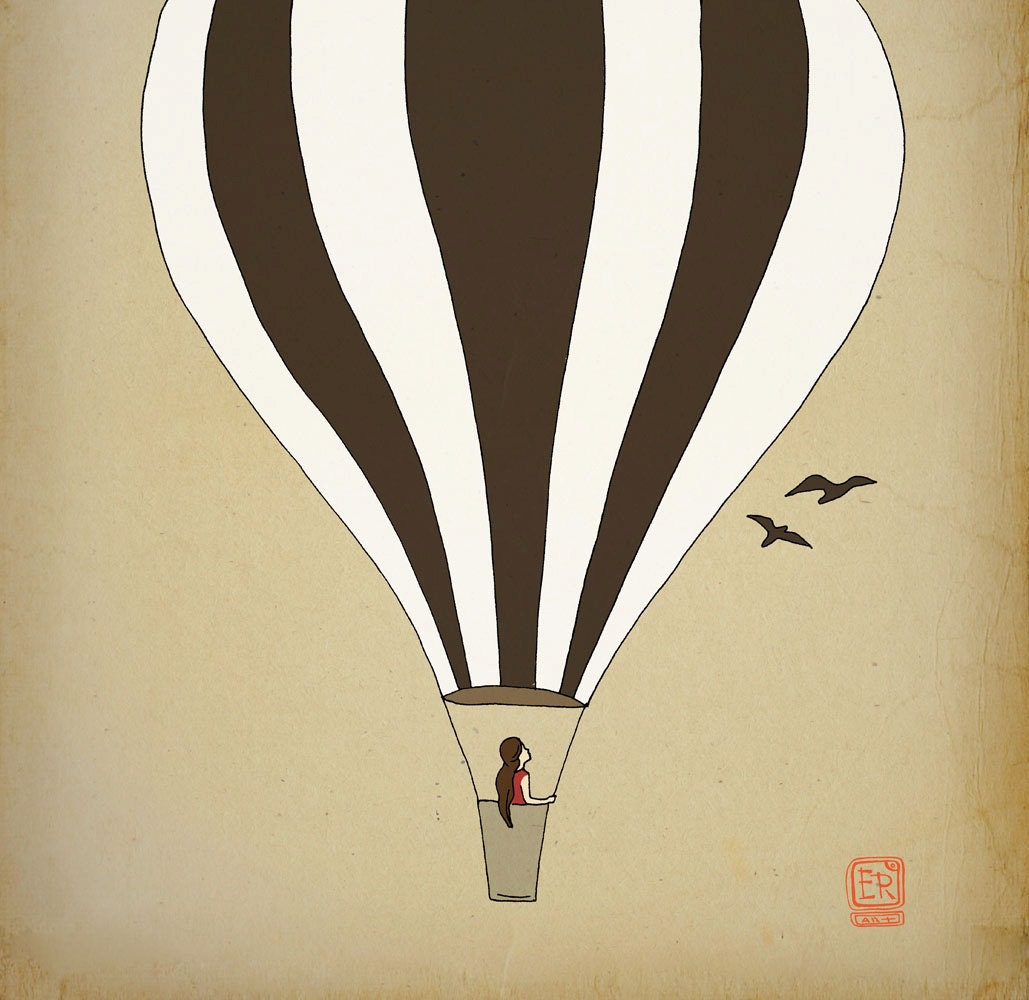 Hot air balloon Children room Art Print 12x16 nursery poster Illustration kids room