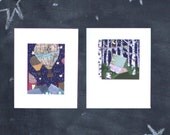 Print Set Cut Paper Paintings - Set of ANY two small prints by Paper Taxi