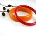 Bakelite Bangles Vintage Bracelet Set of Two Red & Orange Egg Yolk w/ Cherry Juice Swirl 1940s