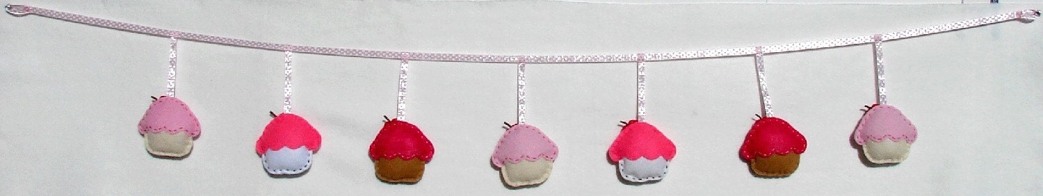 Felt Cupcake Garland Pink Cupcakes Felt Banner Garland