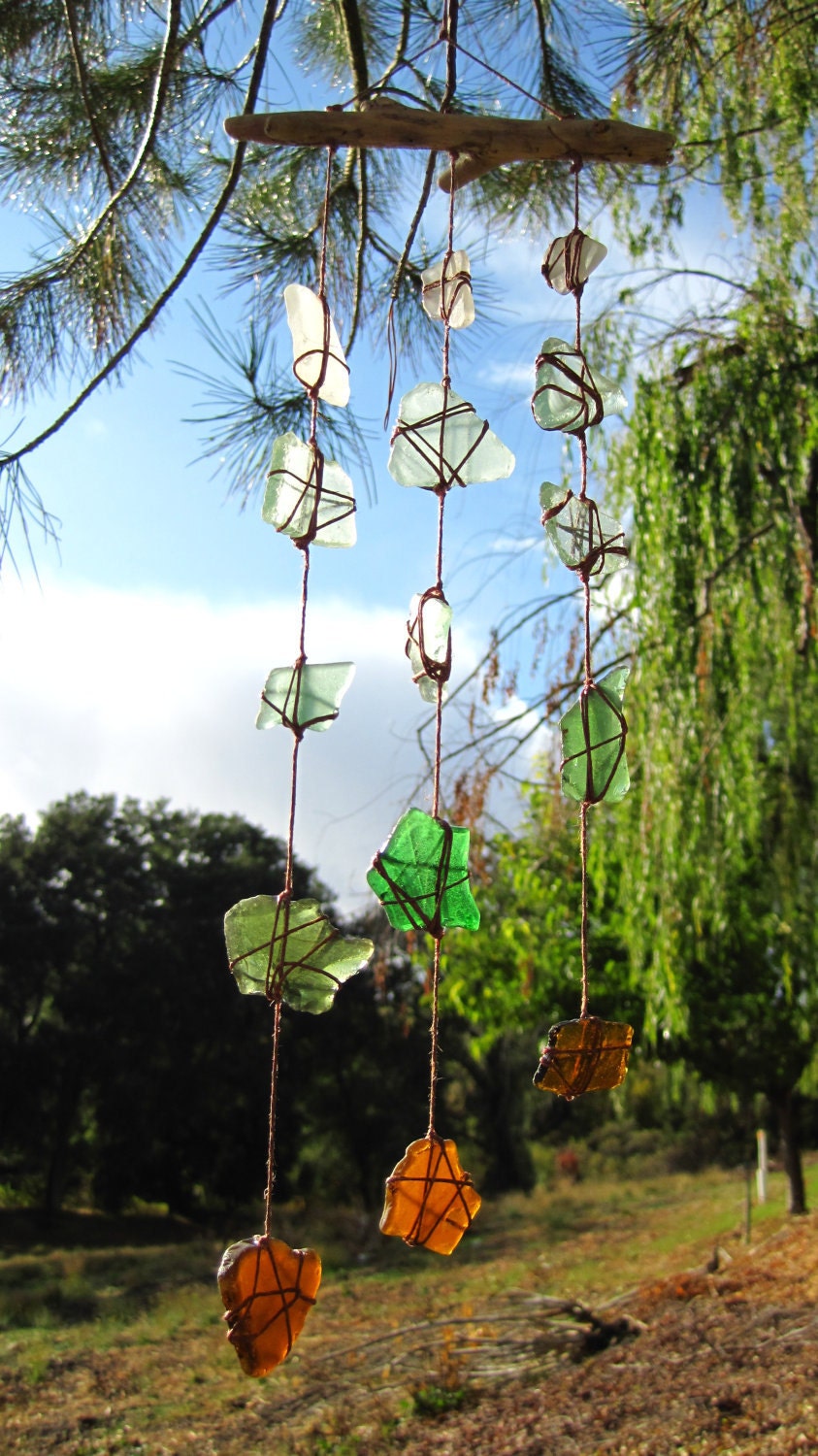 Multi-Color Sea Glass and Driftwood Windchime