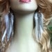 White and Grizzly Feather earrings - soft real rooster feather earings