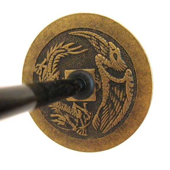 Bottom Whorl Drop Spindle - Dragon and Phoenix Coin