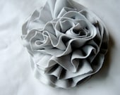 Medium grey ruffled flower: accessory, hair clip, brooch pin, wedding, gift topper, holiday, all season