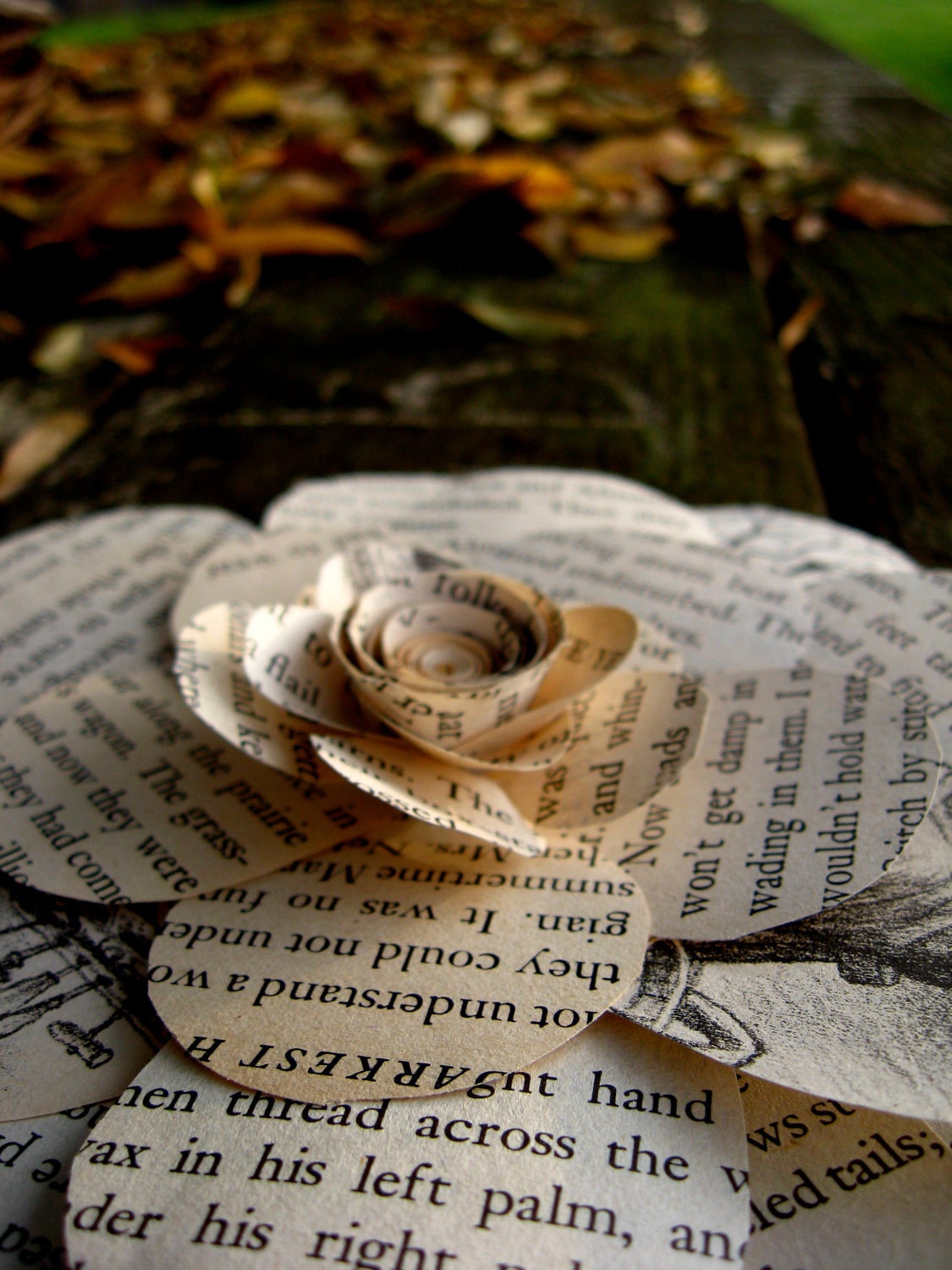 Oversized vintage book paper flower: home decor, gift topper, accessory, brooch pin, wedding, winter, spring