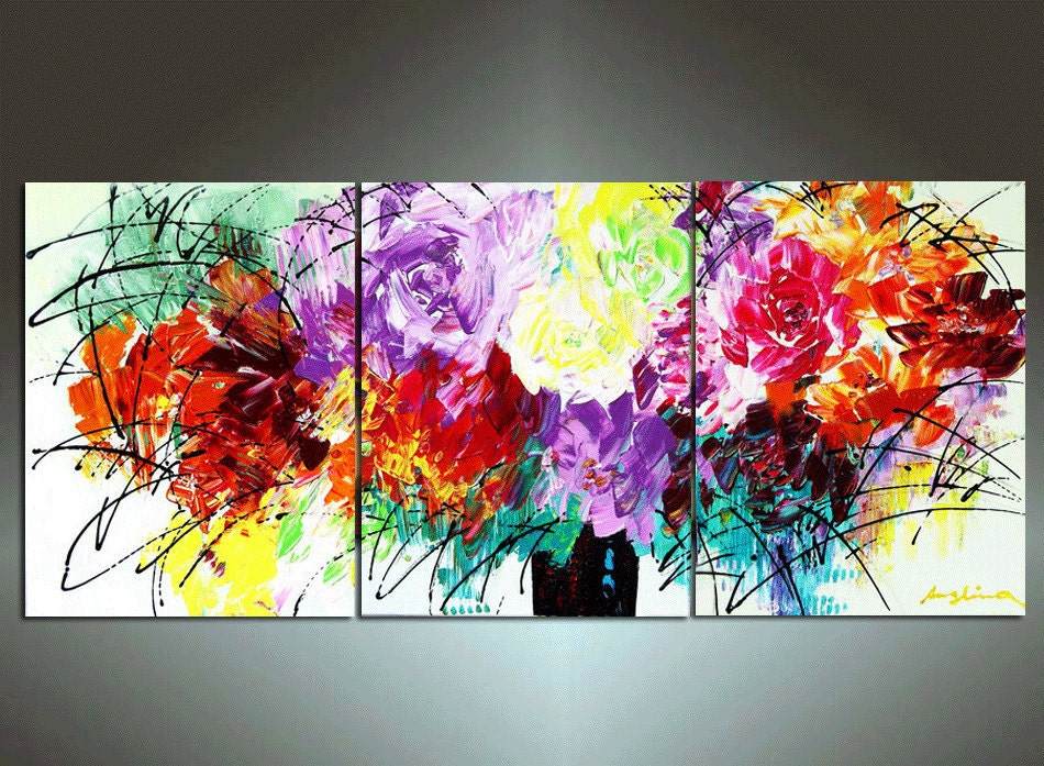 48'' Original Contemporary Palette Knife Fine Art Painting Abstract Textured Ready to Hang 48''x20''