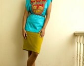 NAMOI designs: aqua blue silk beaded trim top
