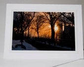 Sunset Niagara Falls  Blank Fine Art Photograph Greeting Card Winter Orange Trees Snow Landscape Gift for Man Woman