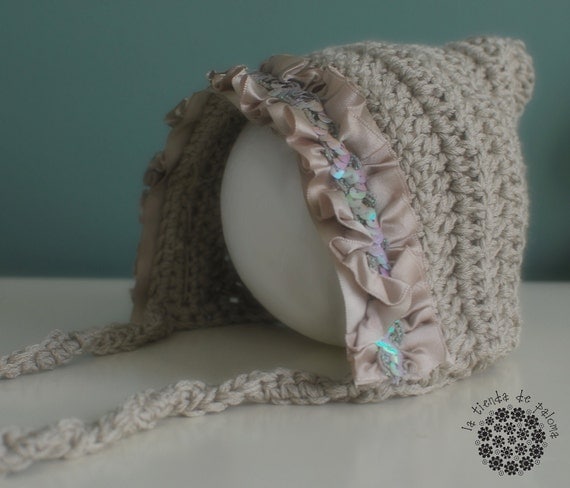Crochet baby hat - Baby Photo Prop - Bonnet hat - Pixie hat